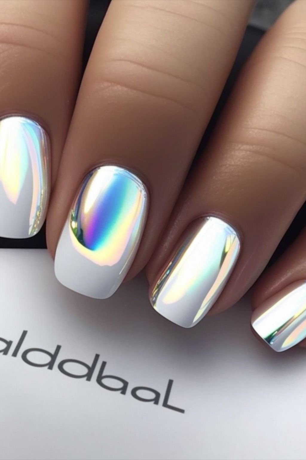 Iridescent Charm: White Chrome Meets Rainbow