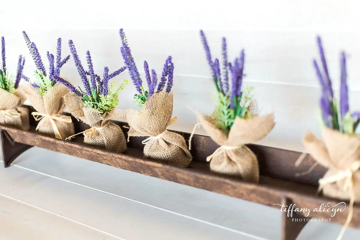 Neat and Rustic Burlap Floral Centerpiece