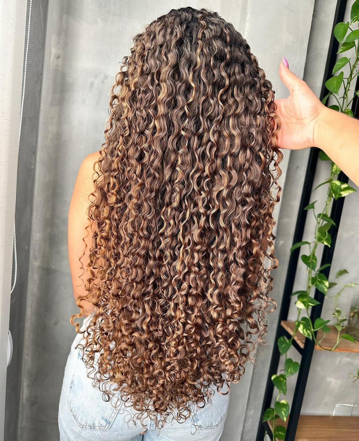 Golden Highlights on Deep Curls