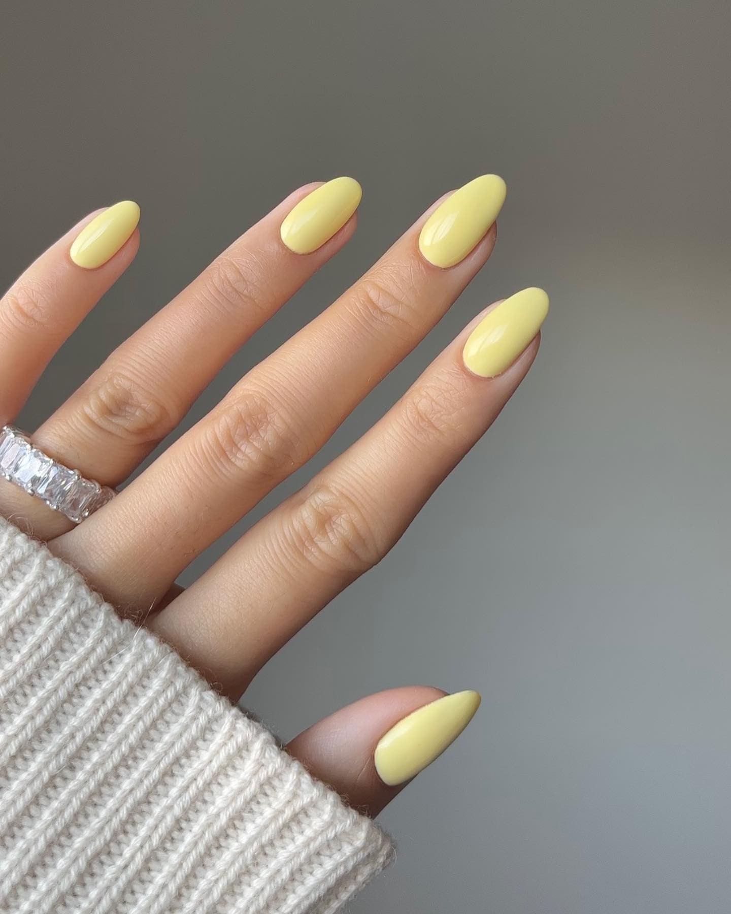 Soft Yellow Almond Nails