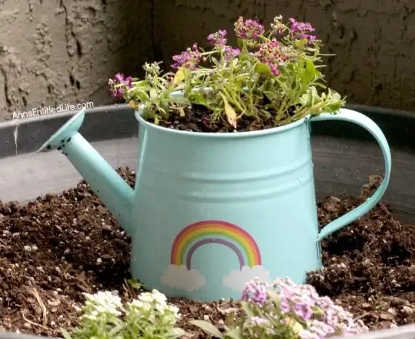 Turquoise Watering Can Flower Container