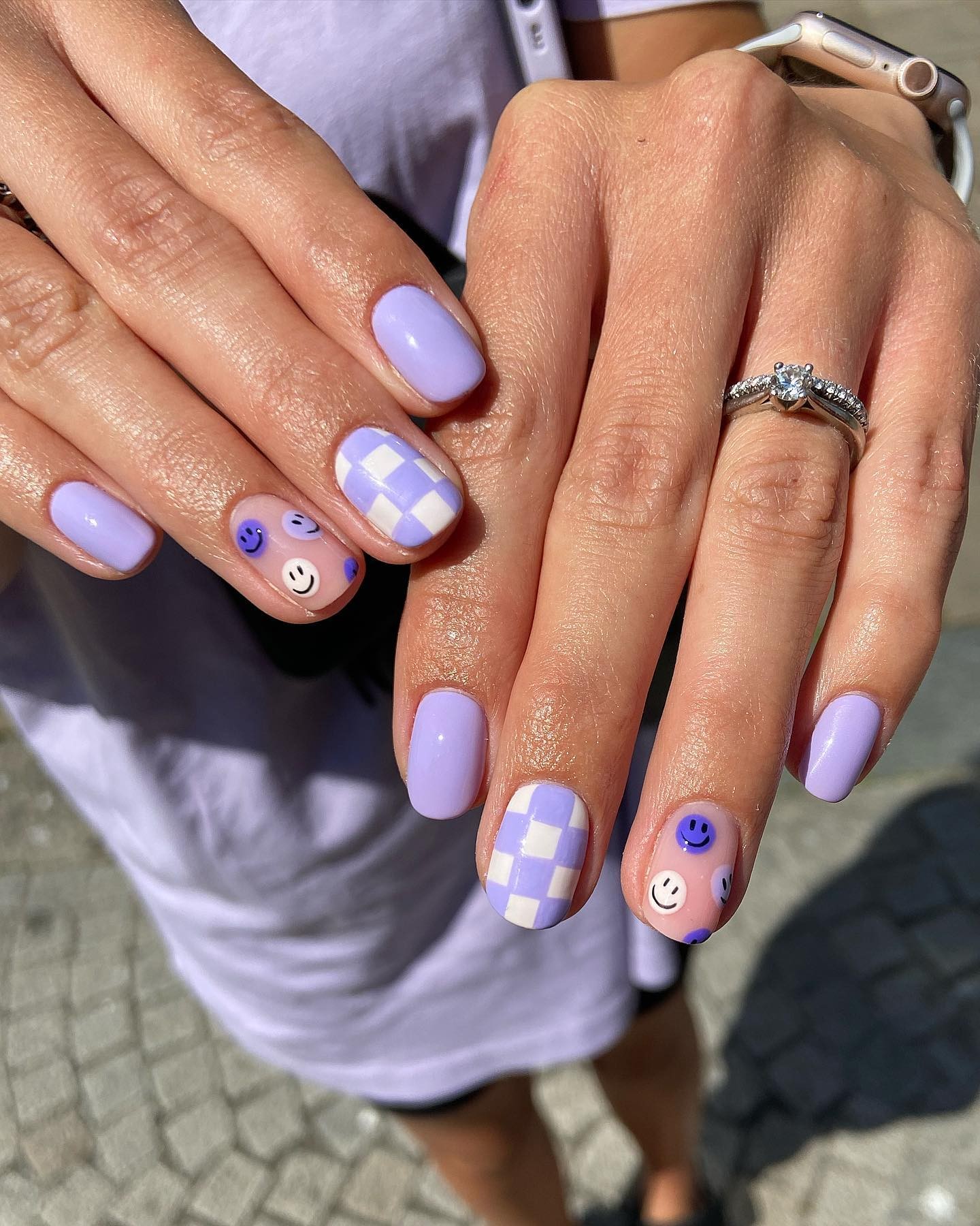 Lavender and Smiley Checkerboard