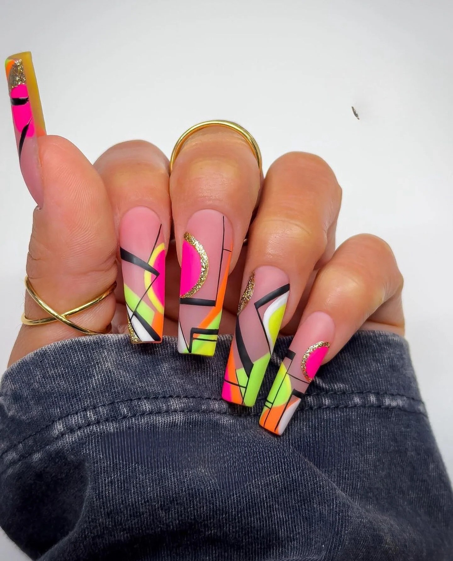 Neon Geometric Nails