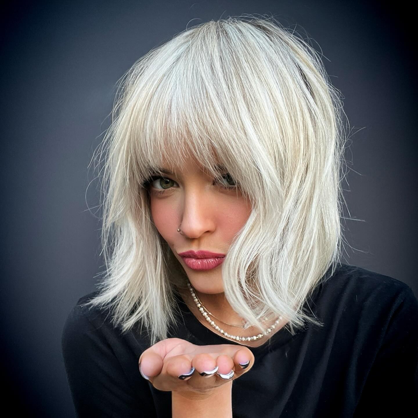 Edgy Platinum Blonde Bob