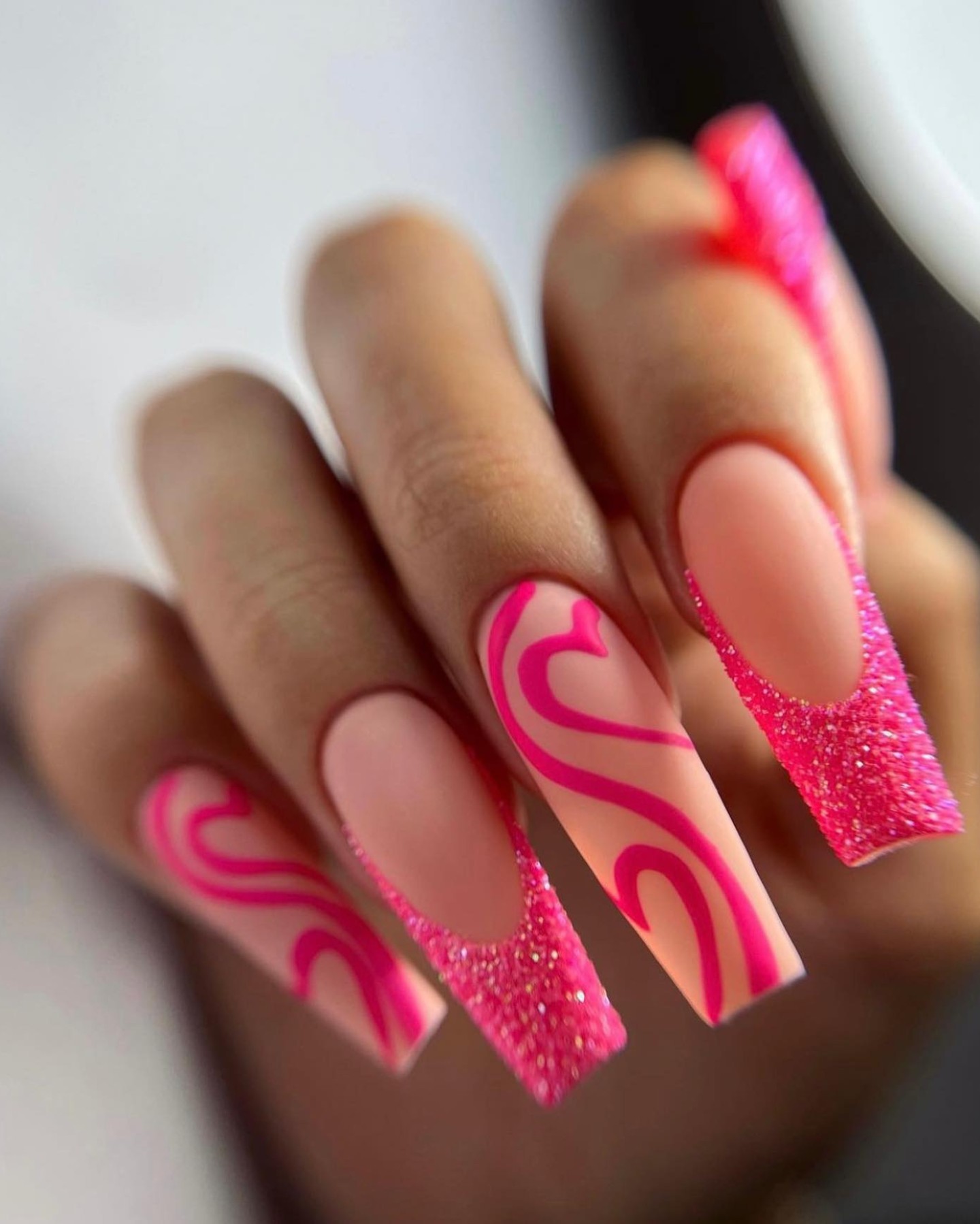 Swirling Pink Elegance with Glitter