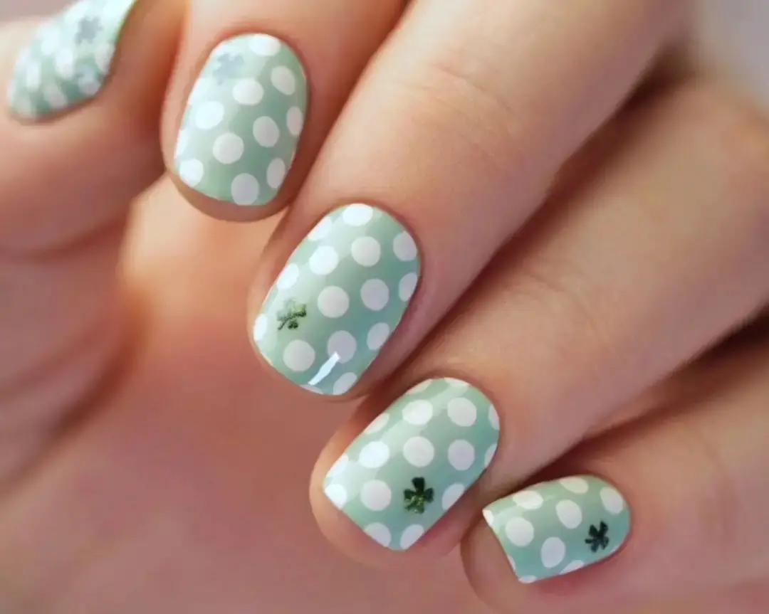 Green and White Polka Dots