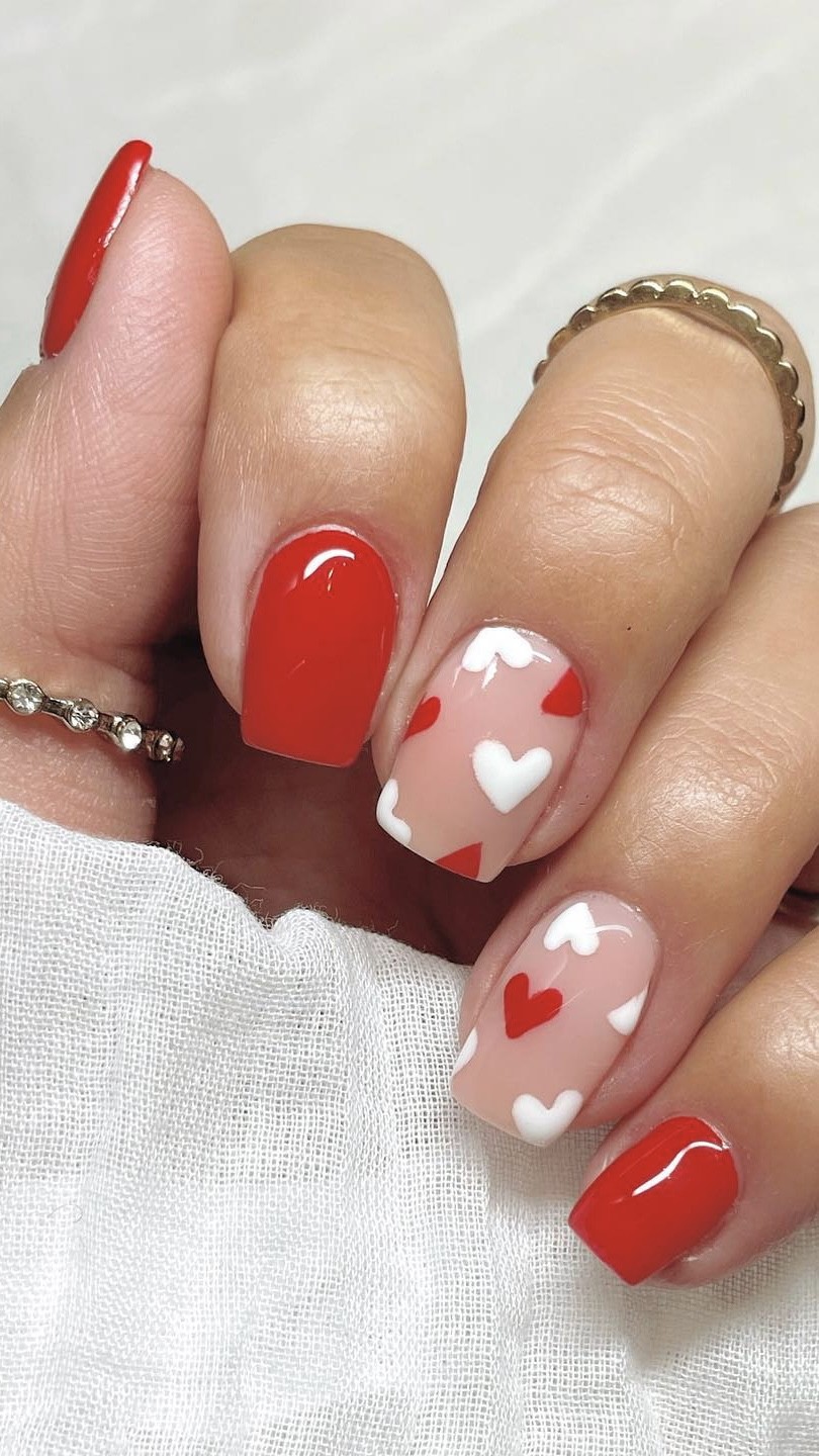 Vivid Red and Whimsical Hearts