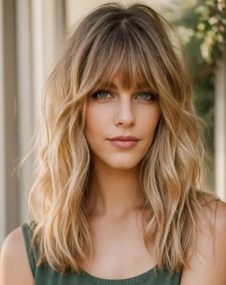 Beachy Blonde with Feathered Bangs