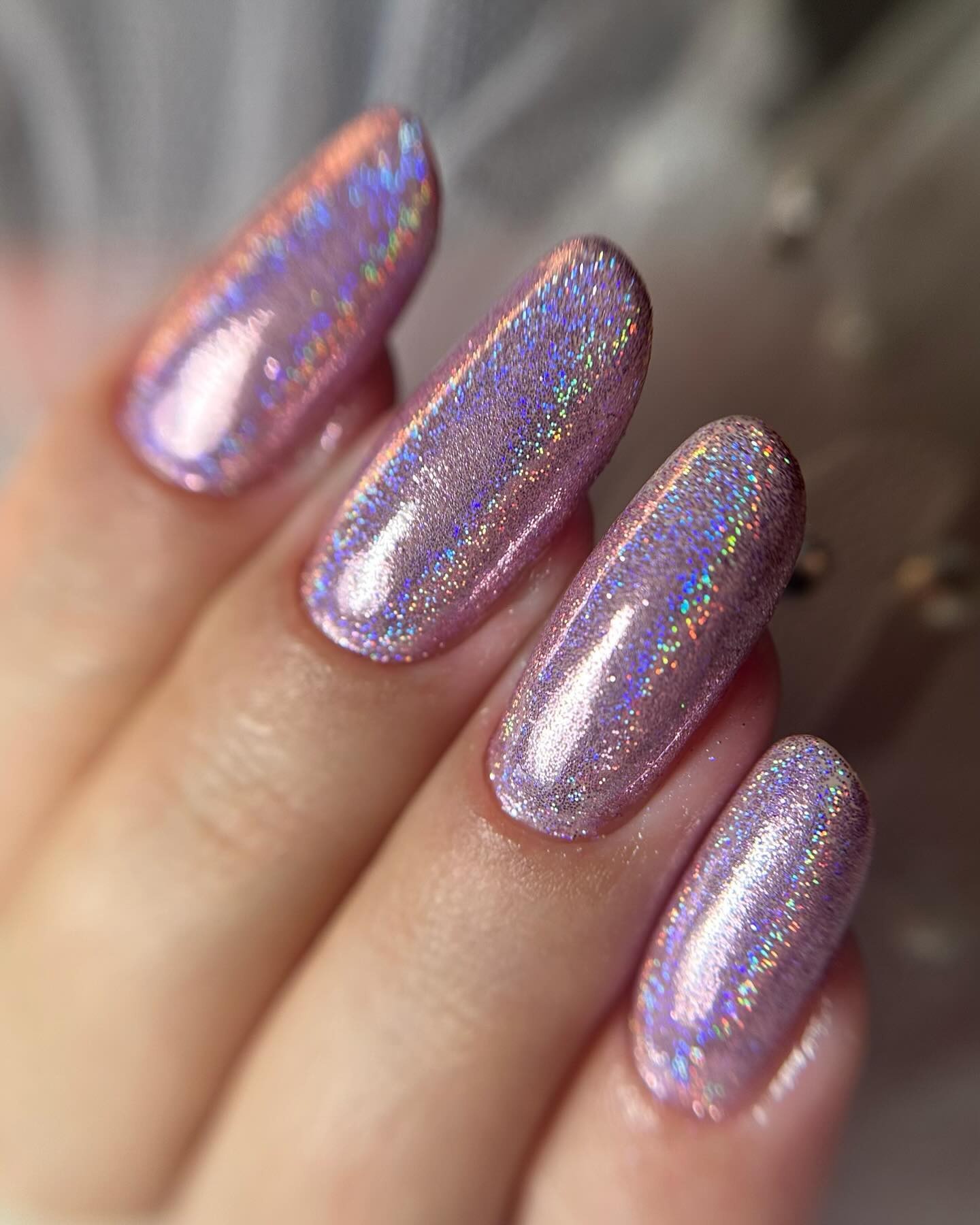 Rose Gold Holographic Nails