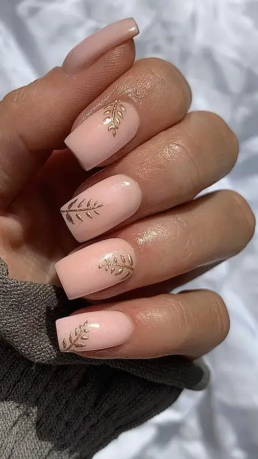 Golden Leaves on Pink