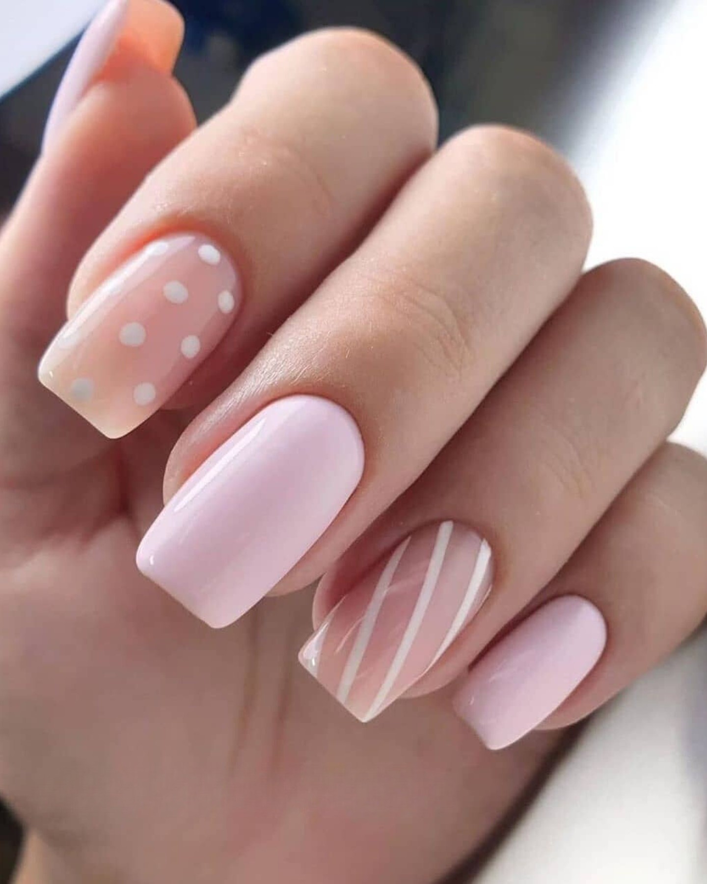 Pastel Pink with Stripes and Polka Dots