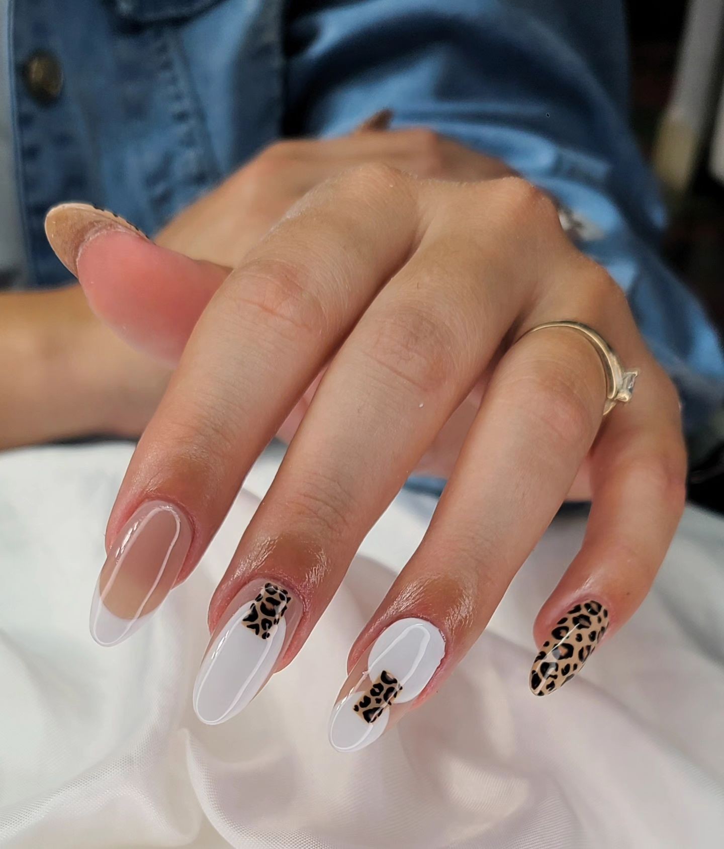 White and Leopard Print Nails