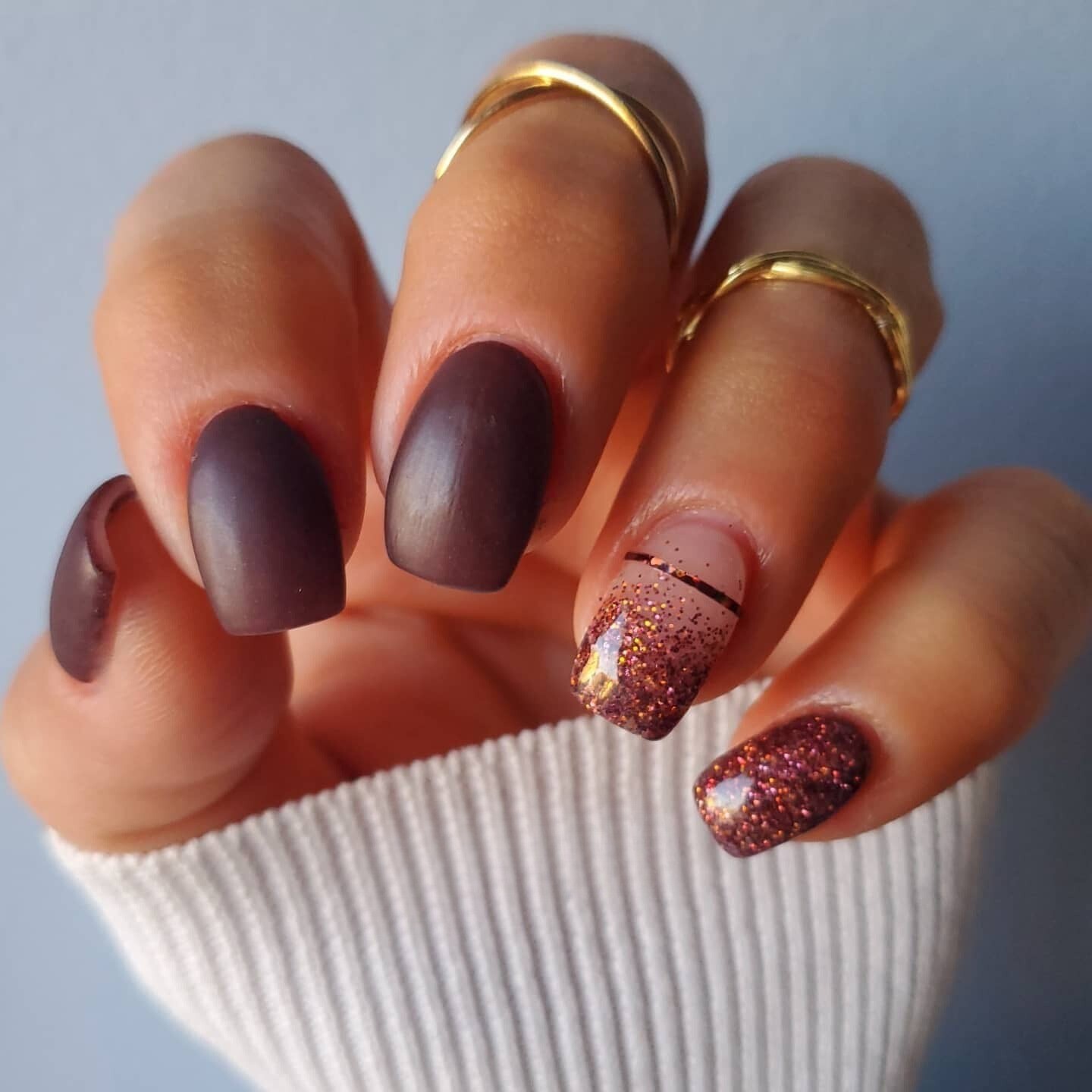 Matte Brown with Copper Glitter