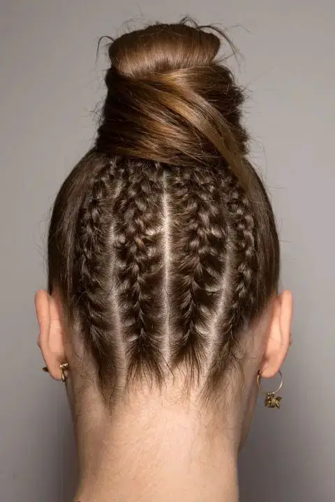 The Sleek Updo: Cornrows to Bun