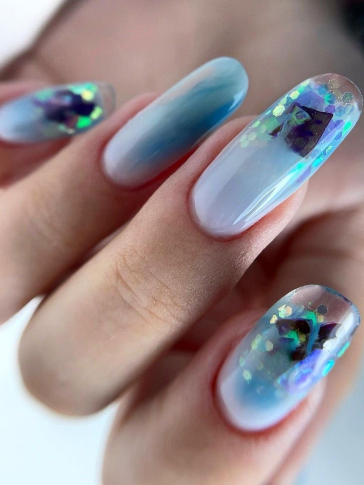 Ethereal Elegance: Soft Gradient with Iridescent Flakes