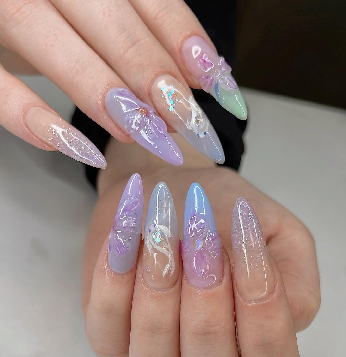 Ethereal Pastel Floral Nails