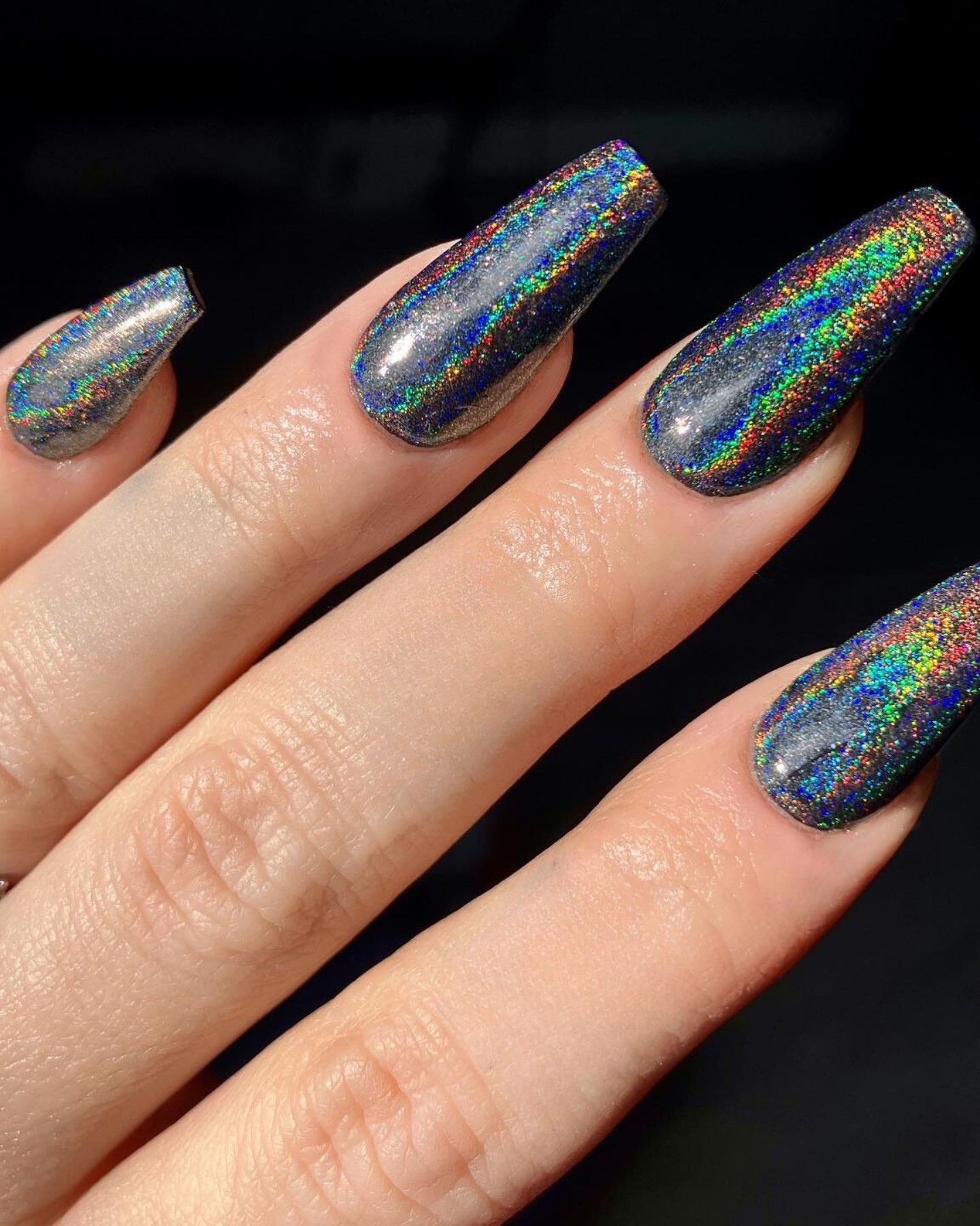 Dark and Dazzling Holographic Nails