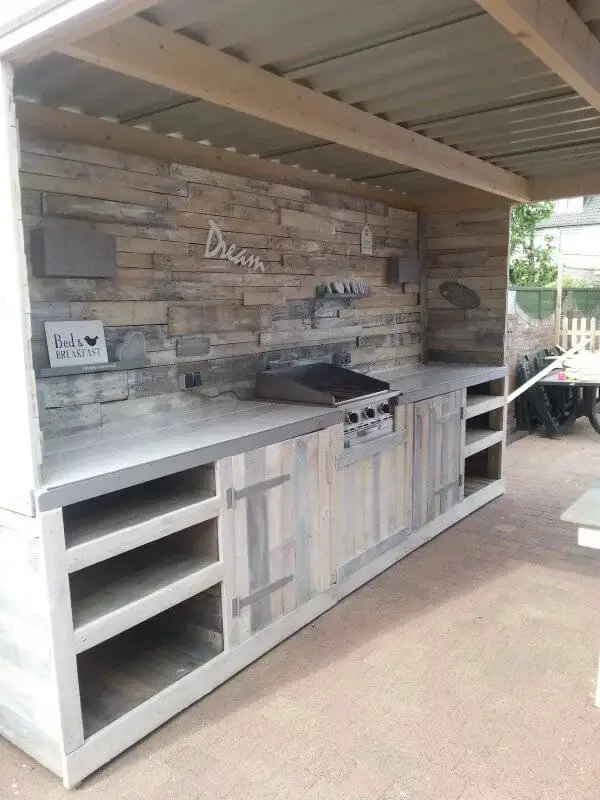 Rustic Wood Kitchen with Stone Backdrop