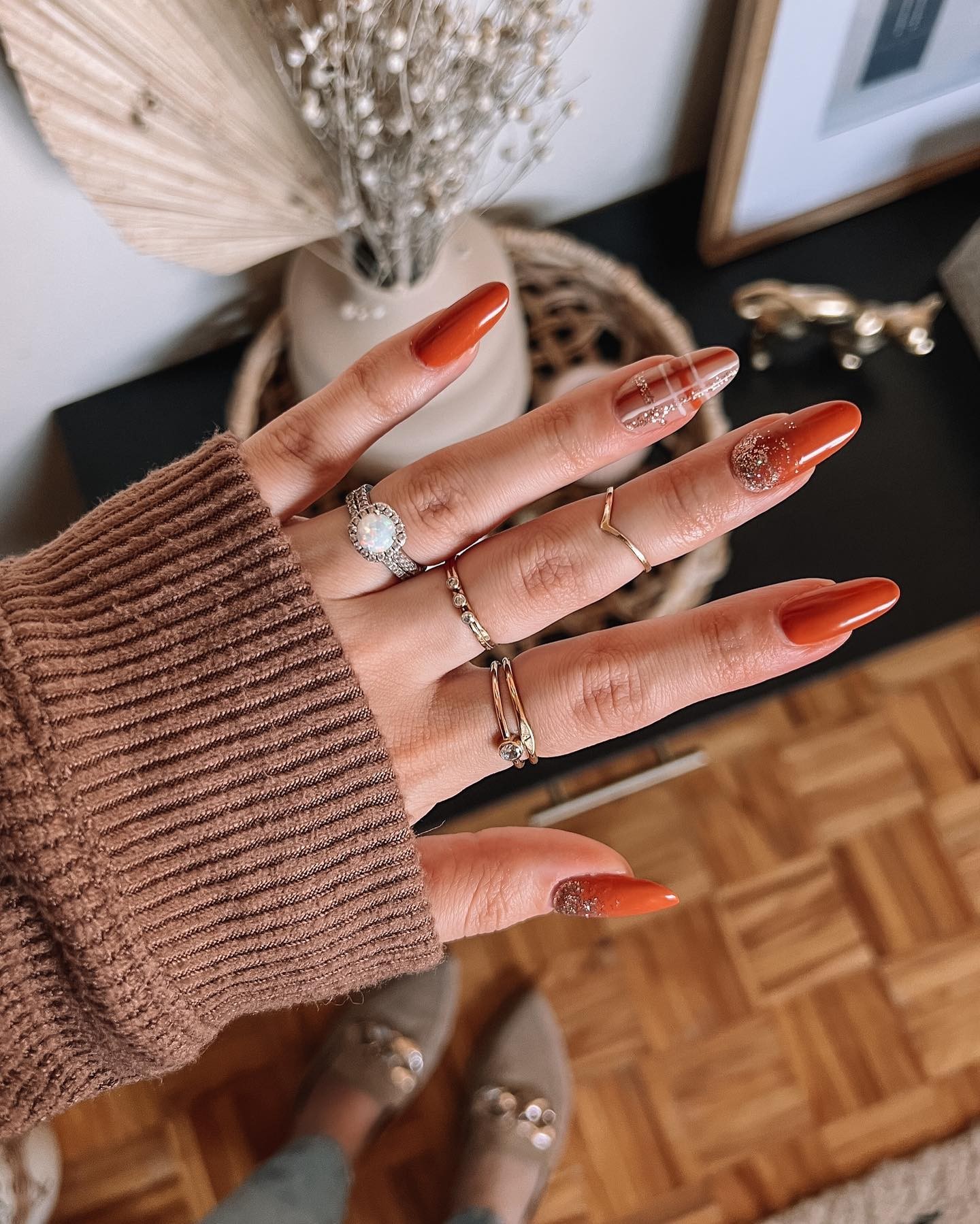 Burnt Orange with Glitter Accents