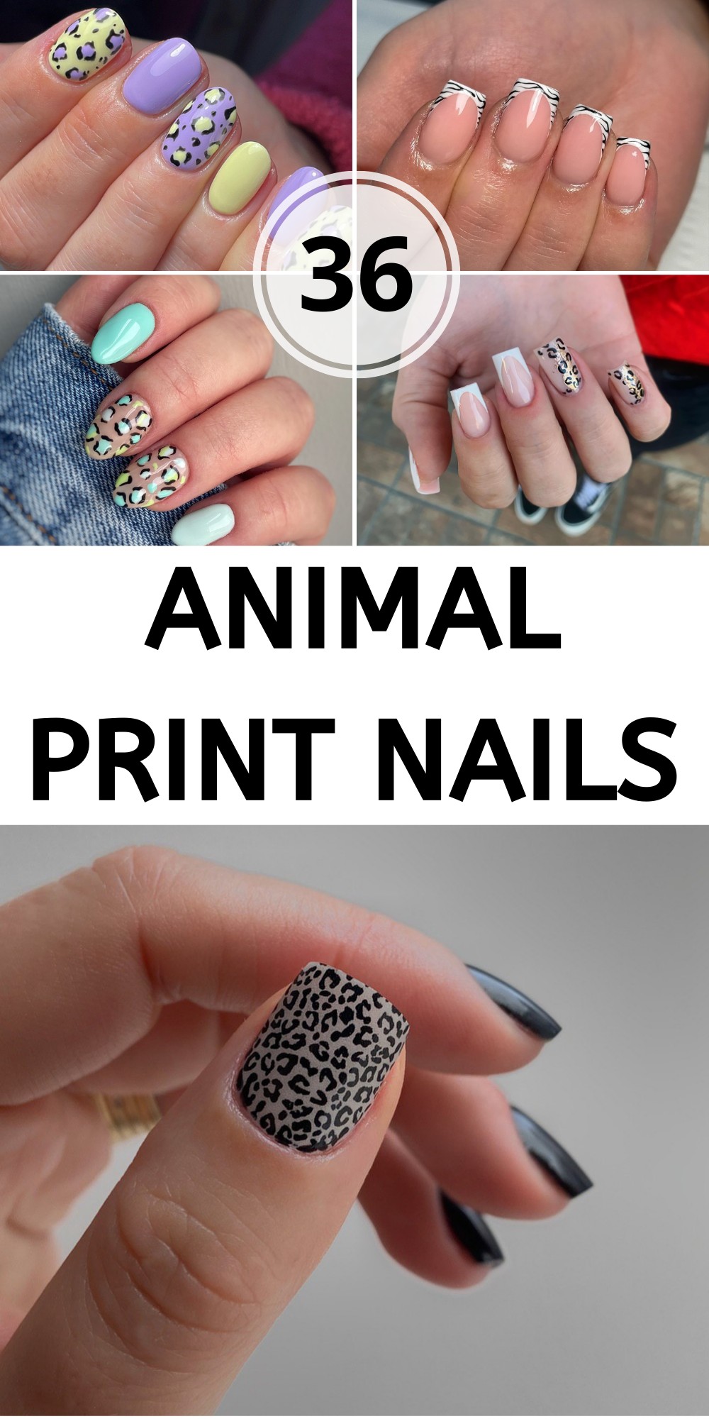 Pink and Black Animal Print Nails