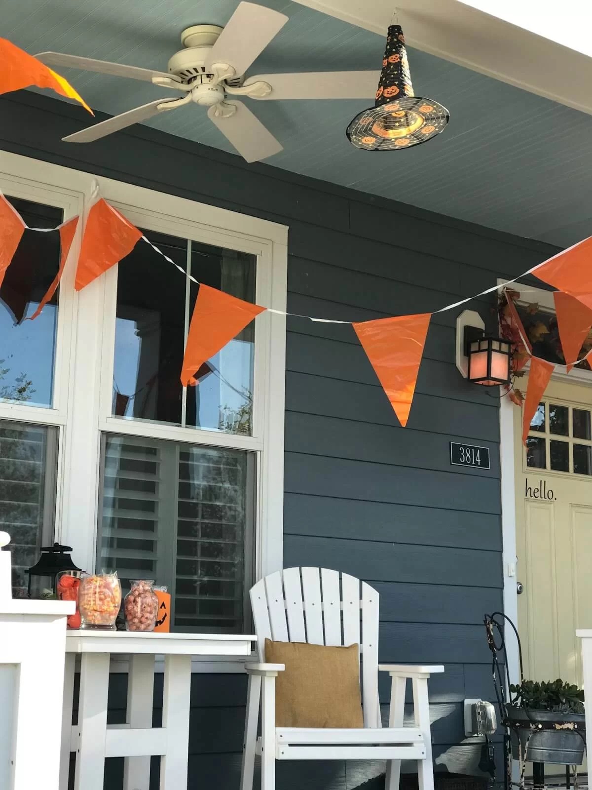 White String Banner with Orange Pennants