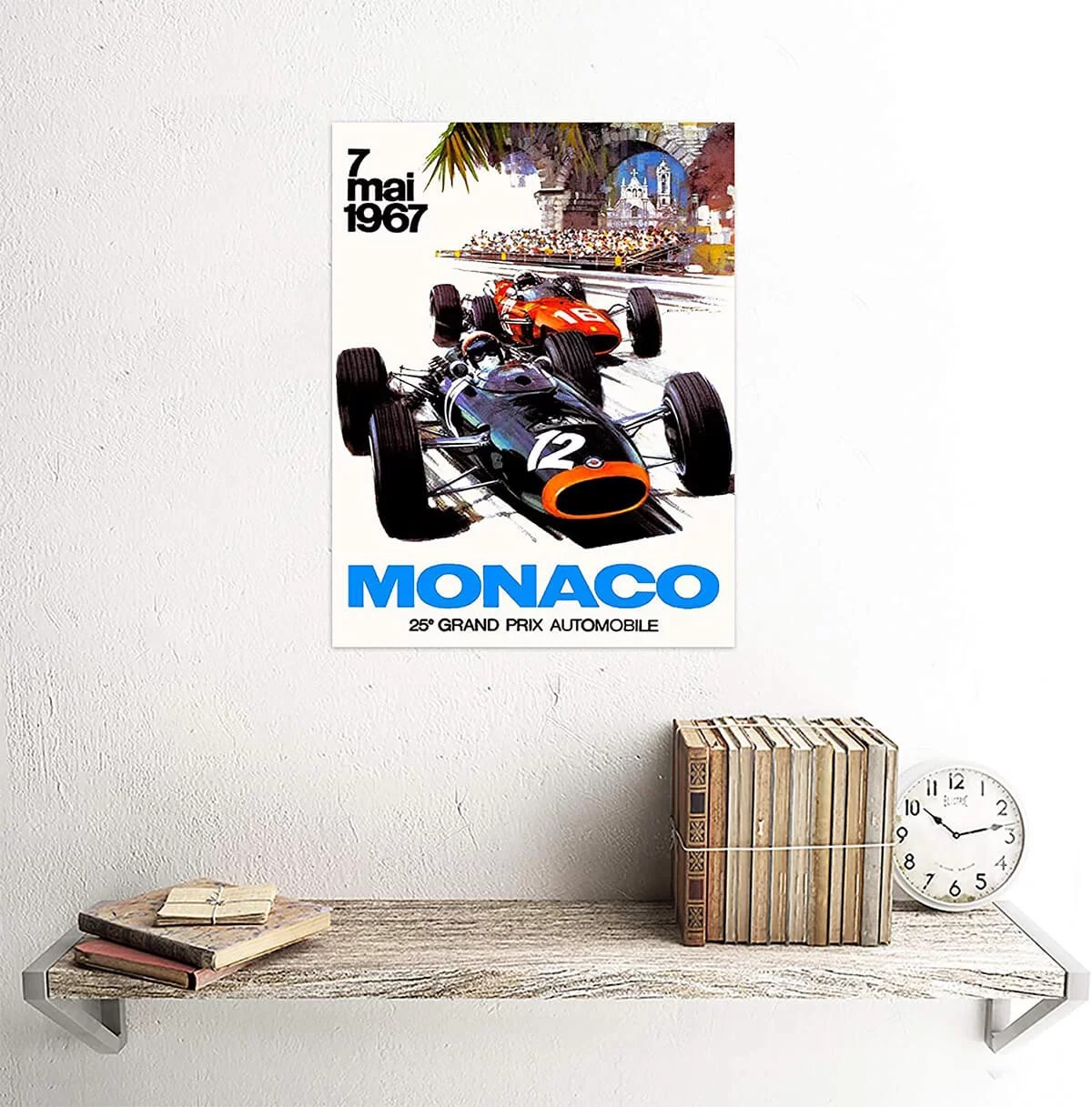 1967 Monaco Grand Prix Vintage Art Illustration