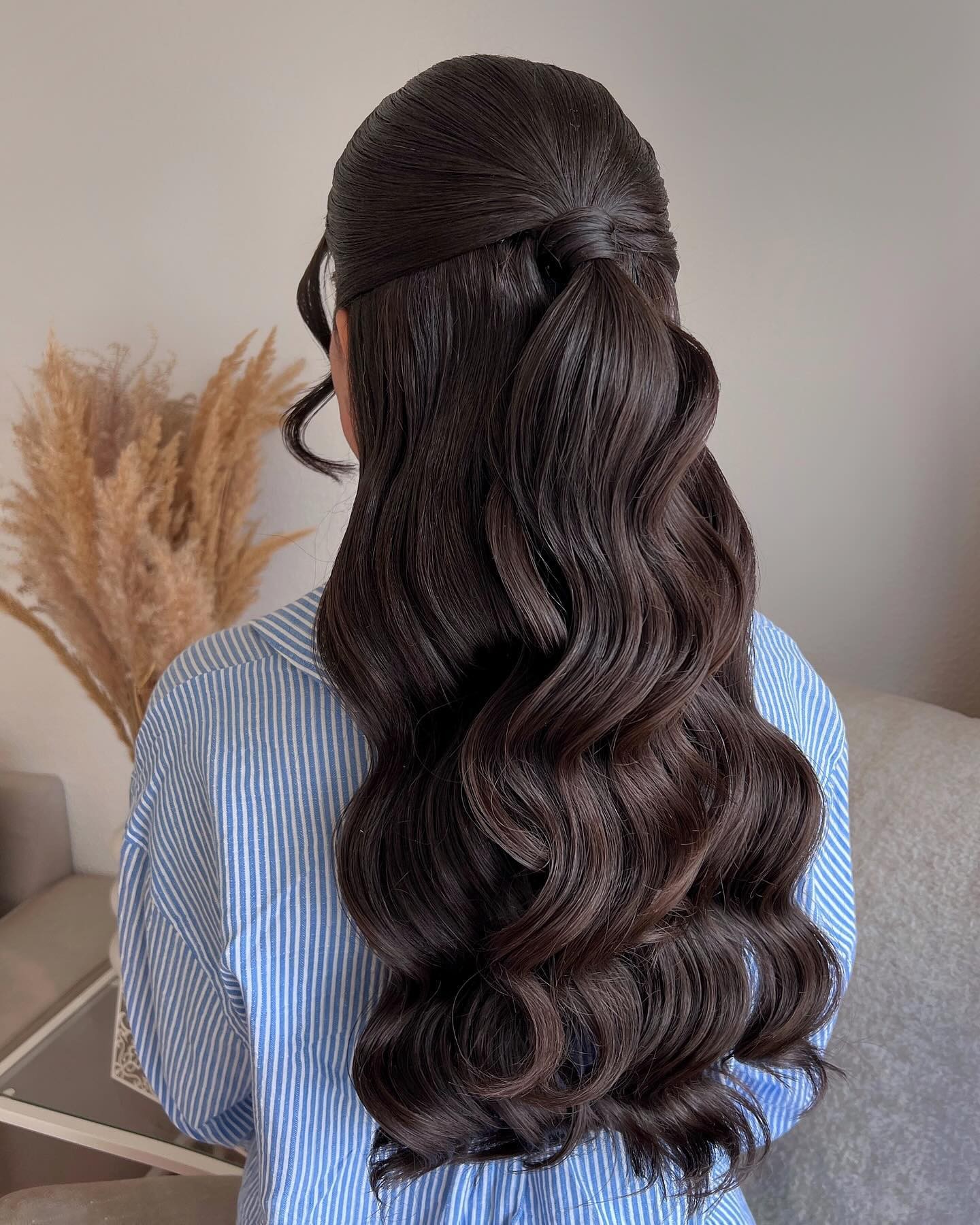 Sleek Half-Ponytail with Waves