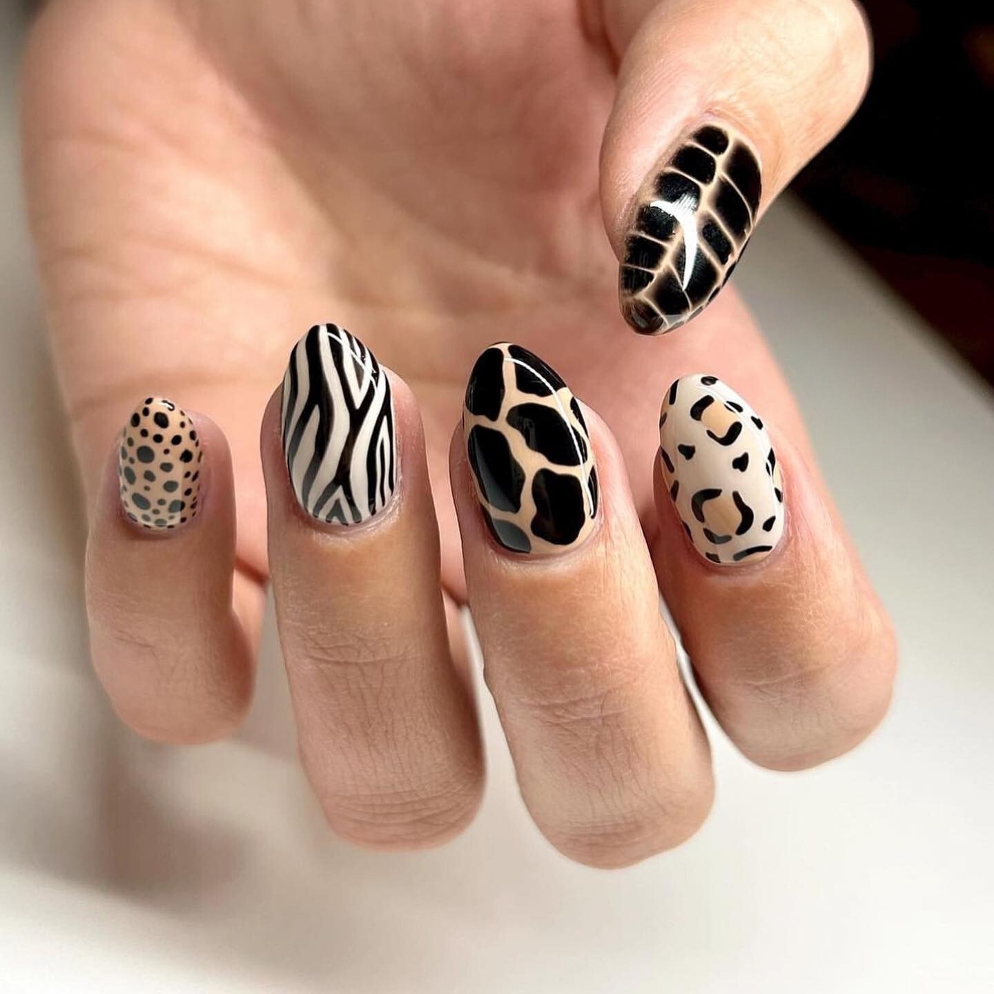 Mixed Animal Print Nails