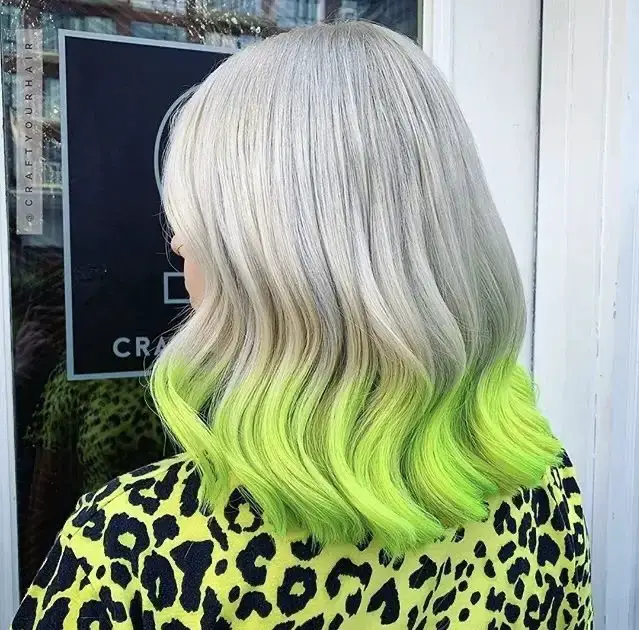 Neon Green Ombre with Curls