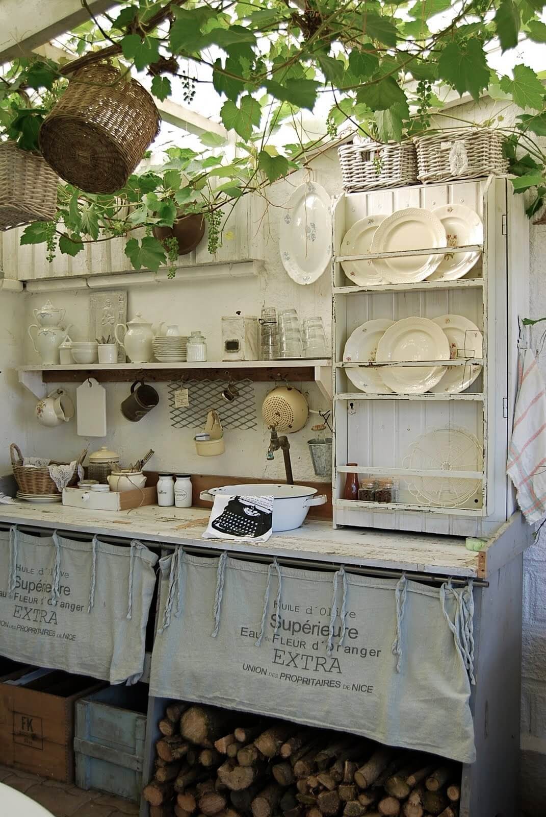 Shabby Chic Outdoor Prep Station with Sink