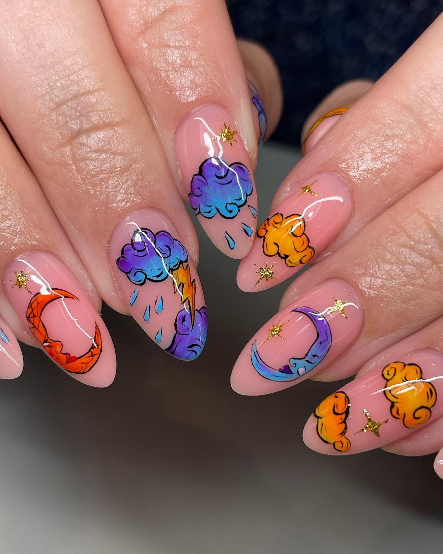 Celestial Cartoon Nails