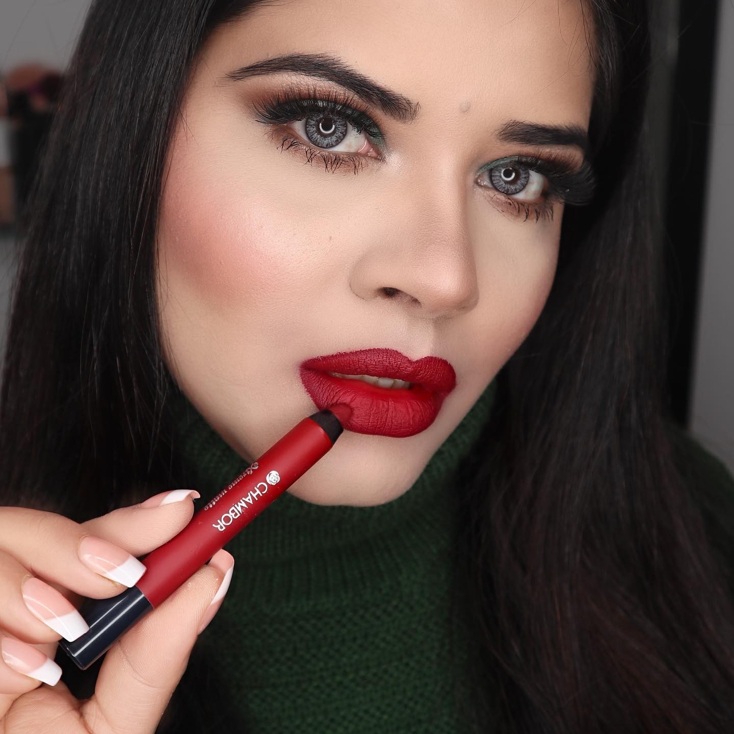 Bold Red Lip with Statement Eyes