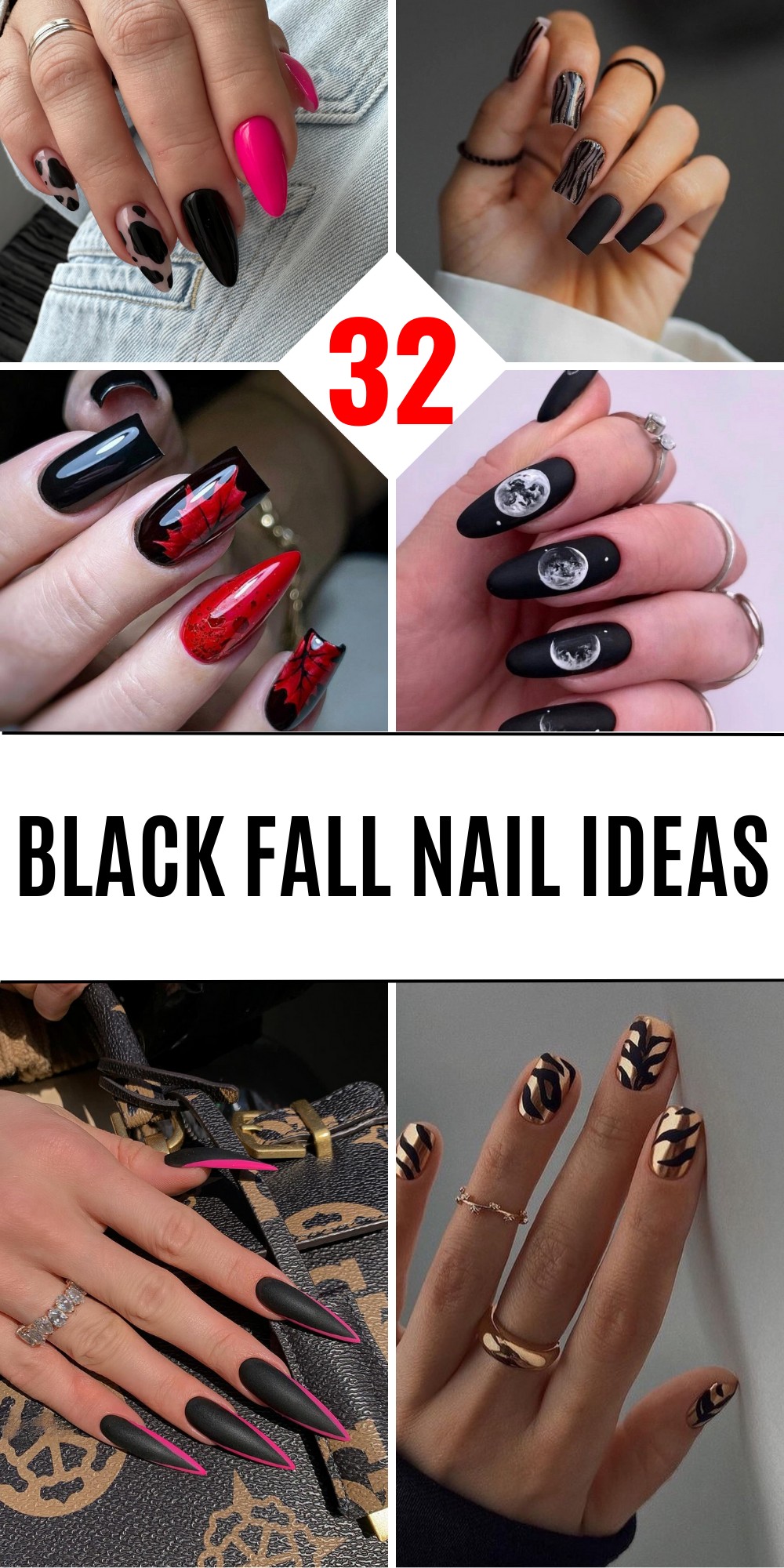 Black Nails with Gold Flakes