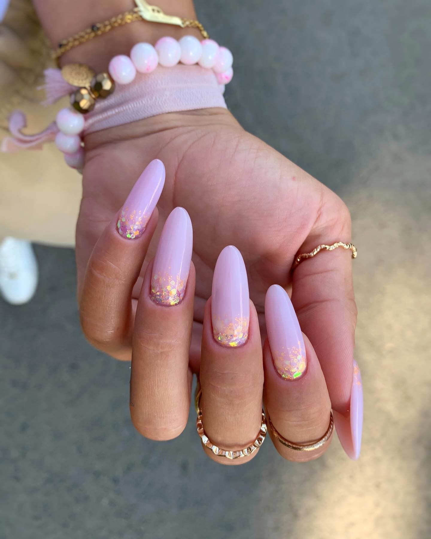 Pastel Pink with Glitter Tips