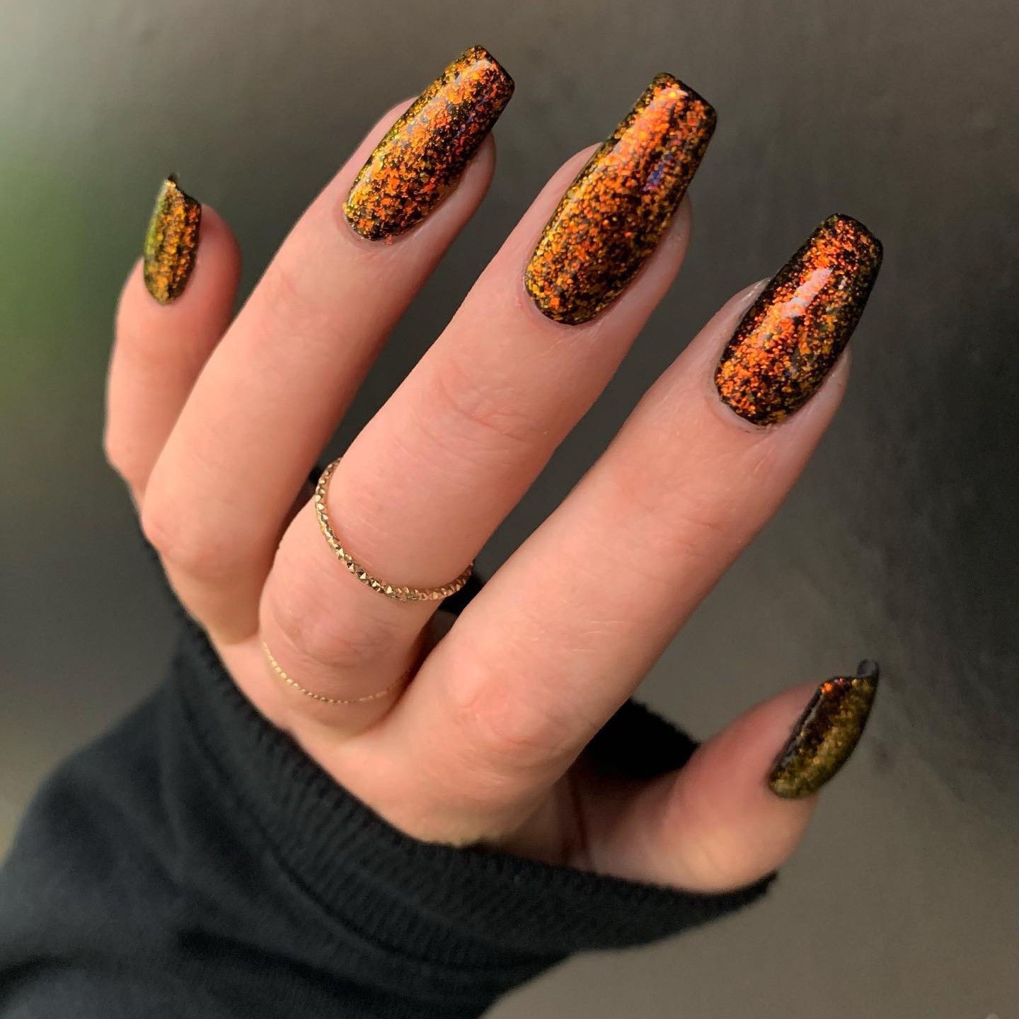 Fiery Glitter on Black Base