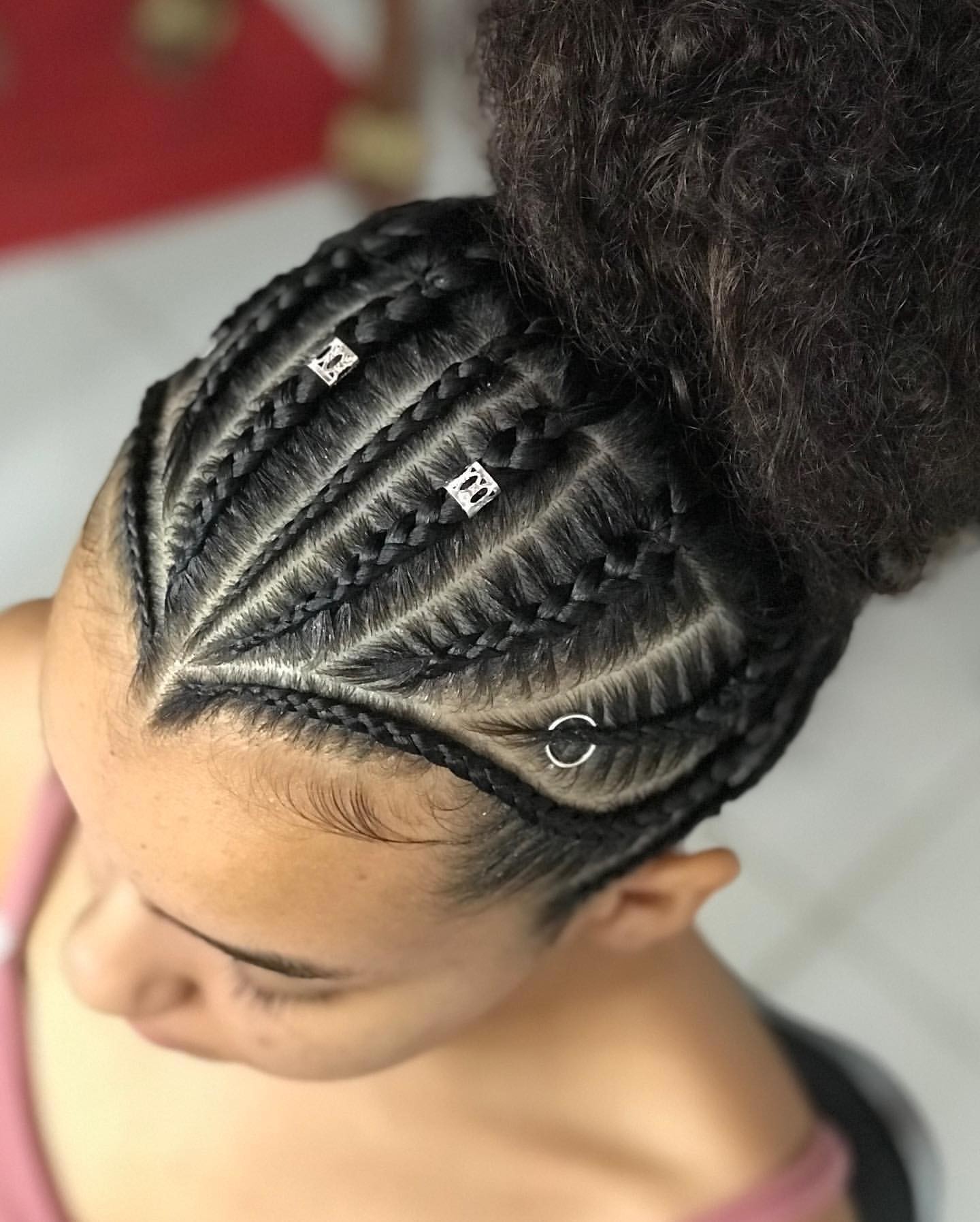 Cornrow Updo with a Fluffy Ponytail