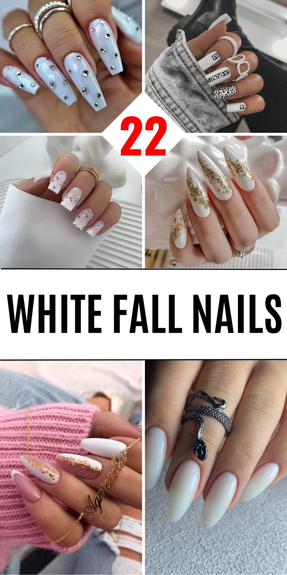 Autumn Leaves on White Nails