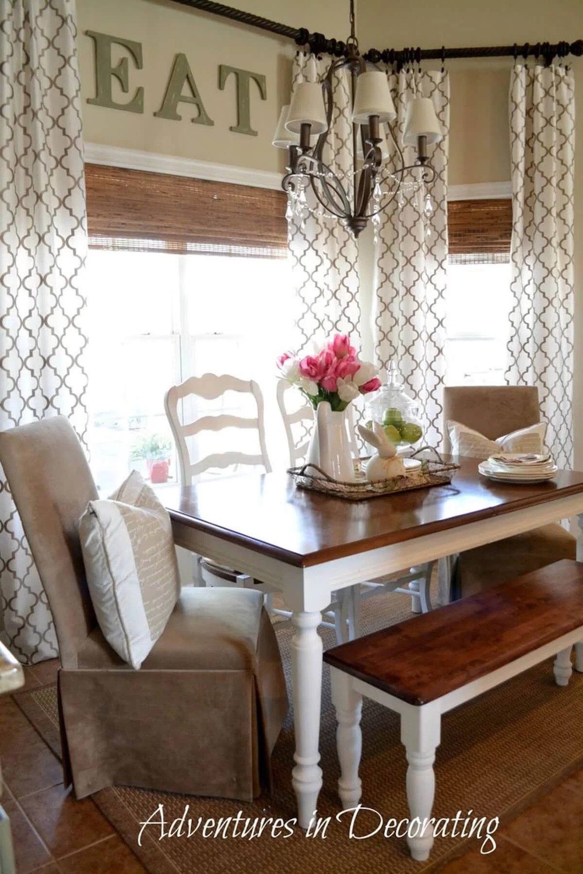 Classy Patterned Curtains in the Dining Room