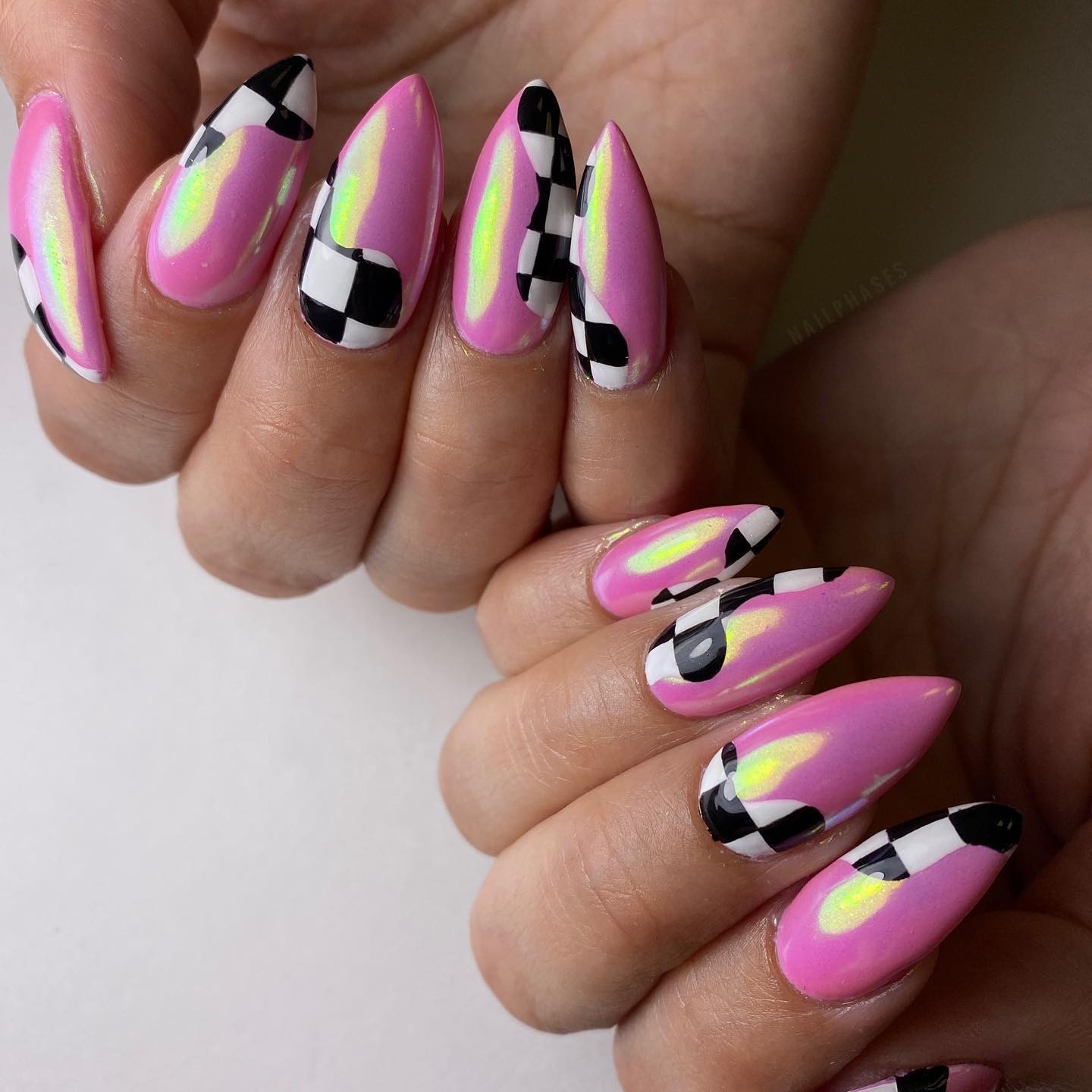 Holographic Pink and Checkerboard