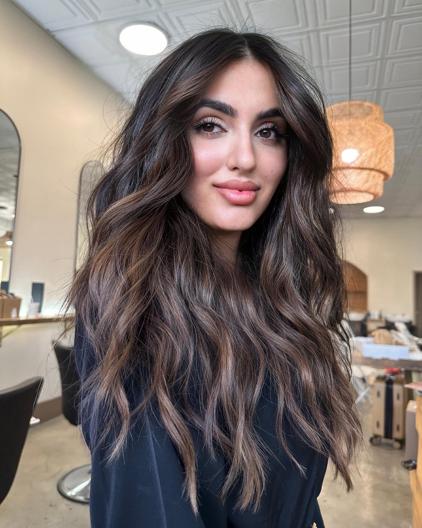 Long Layers with Chocolate and Caramel Tones