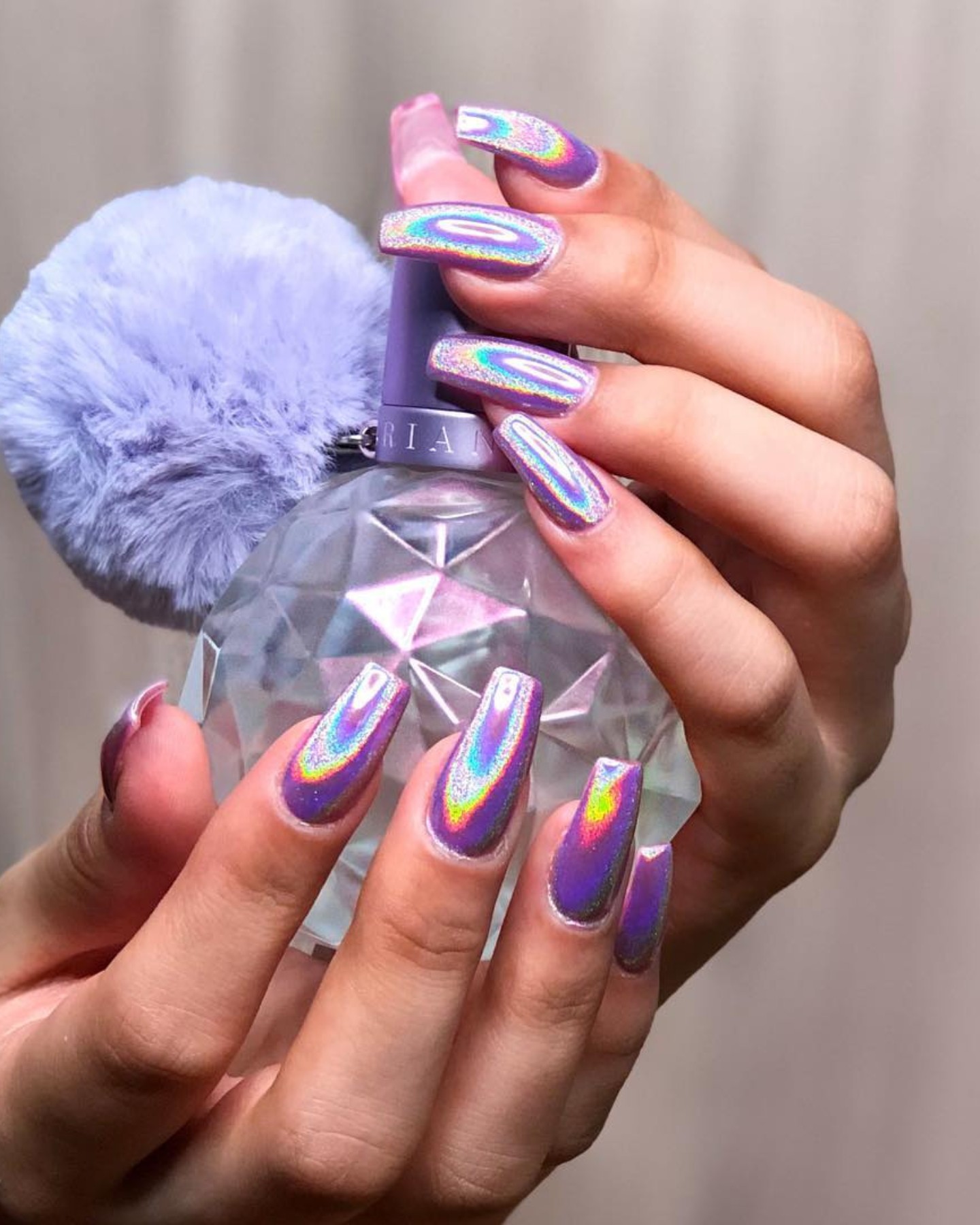 Vibrant Purple Holographic Nails