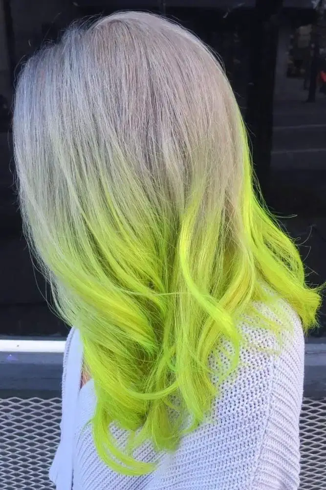 Blonde with Neon Green Ends