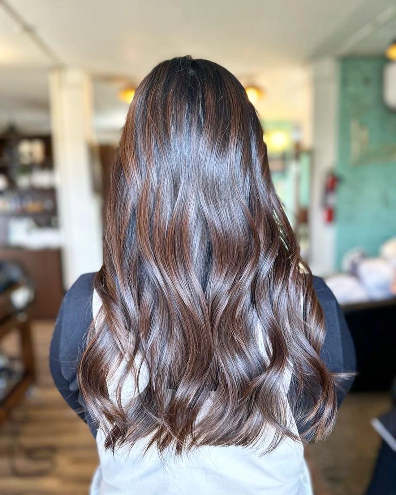 Glossy Dark Mocha with Soft Balayage Effect