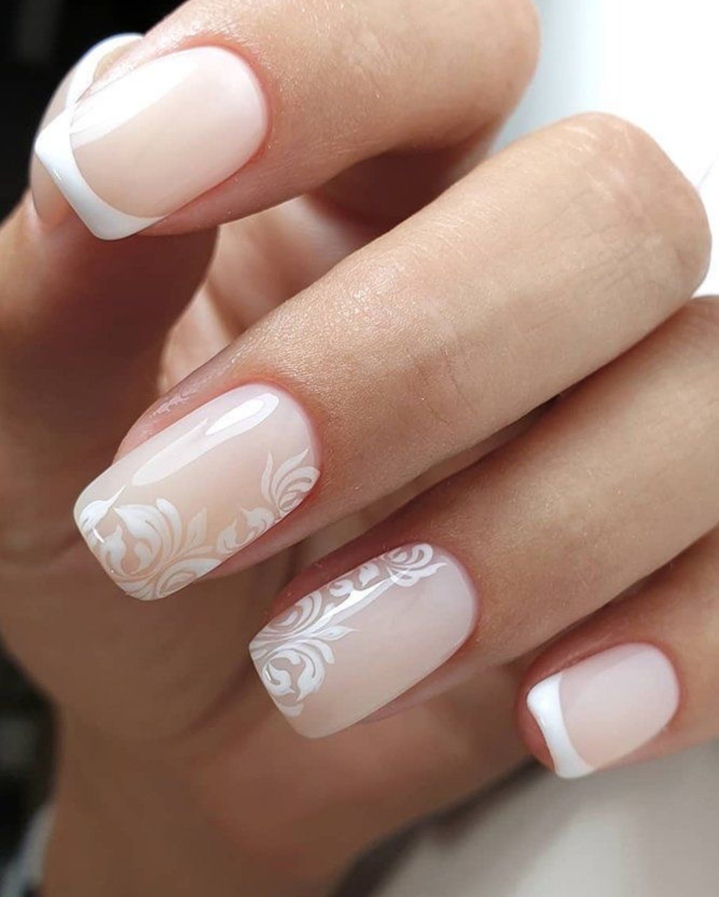 White Floral on Sheer Pink