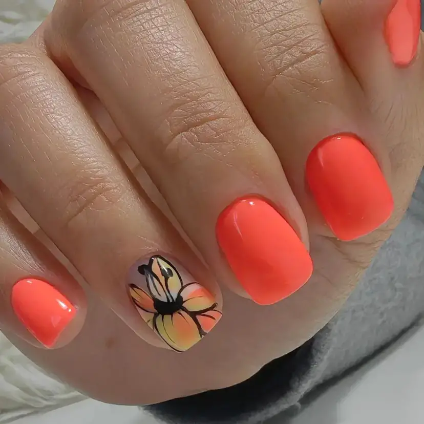 Floral Elegance on a Coral Canvas