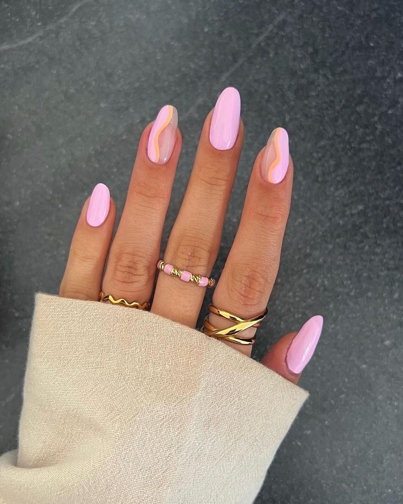 Pastel Pink with Wavy Lines