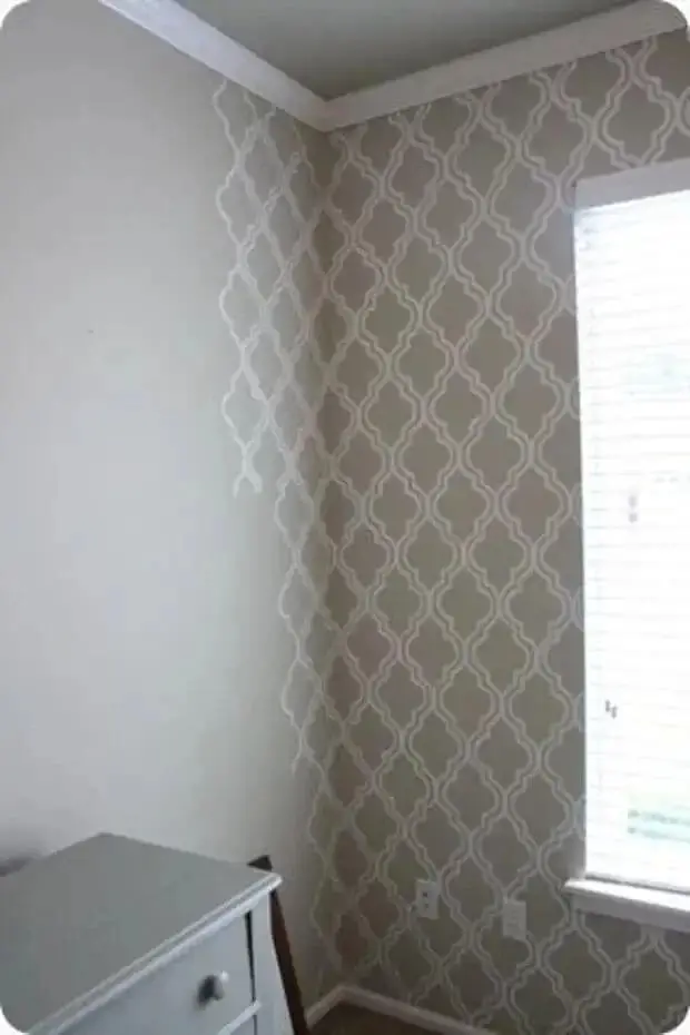 Using a Stencil to Perfectly Mimic Wallpaper